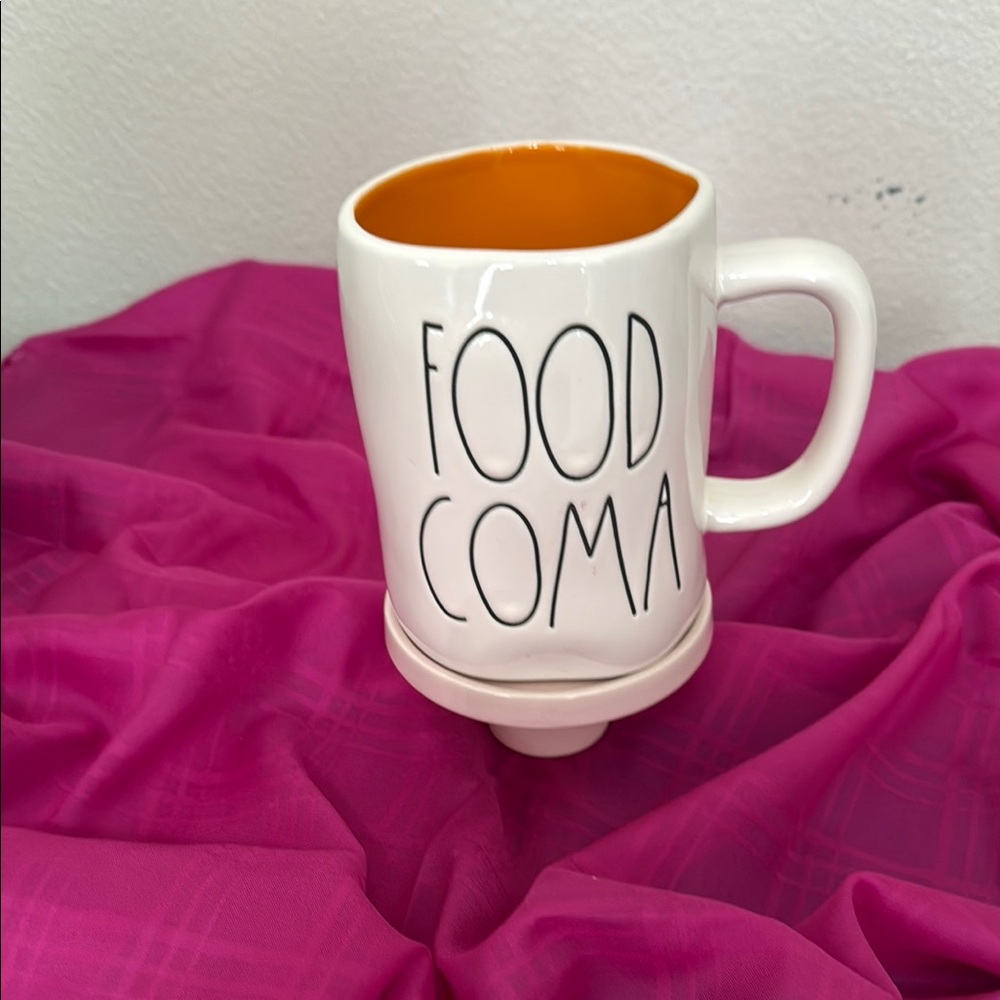Rae Dunn White and Orange Ceramic Mug Food Coma